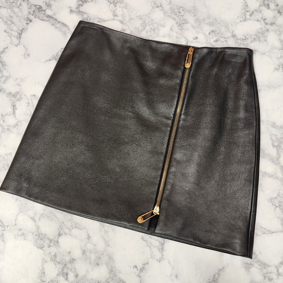 Versace Black Leather Mini Skirt